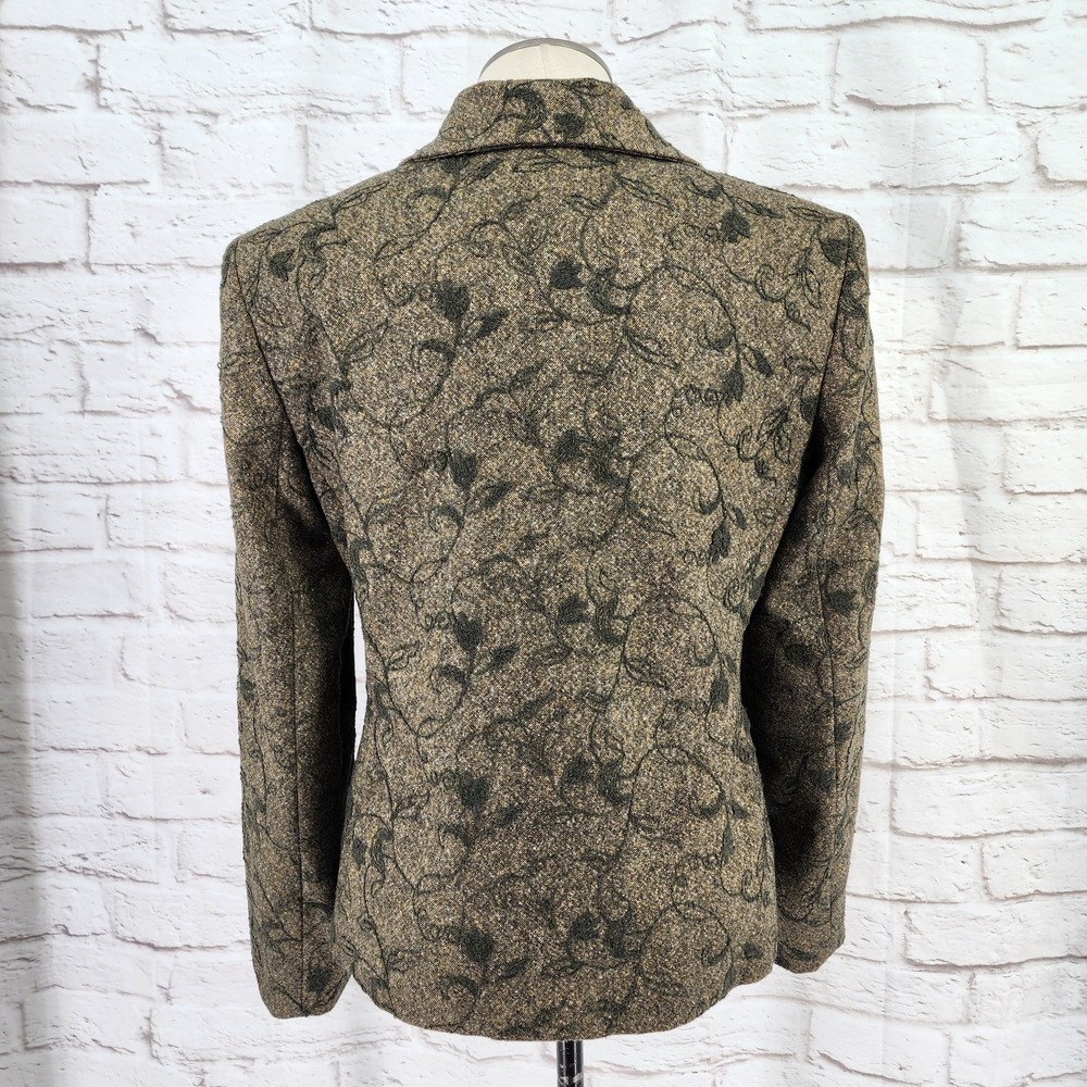 Vintage Talbots Silk Wool Blazer Jacket 10 Forest Fairy Earthy Mori Goblin Work - Picture 5 of 9
